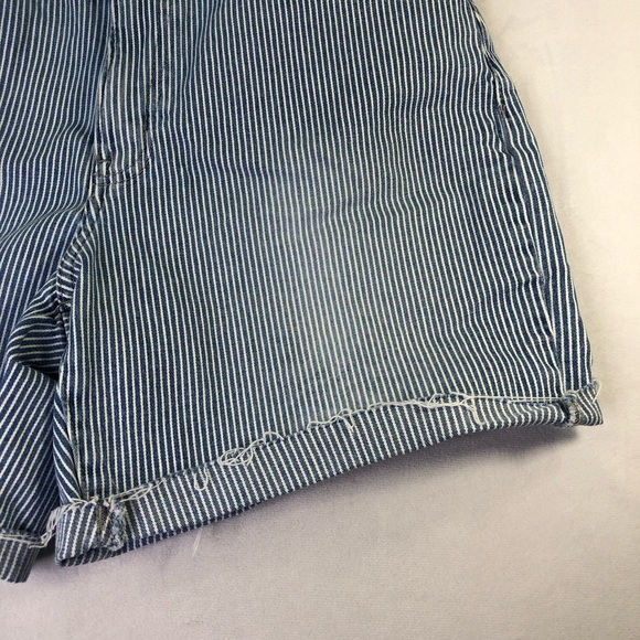 Calvin Klein Jeans High Rise Shorts Striped 6 Pockets Frayed Denim Curvy Blue - Picture 5 of 14